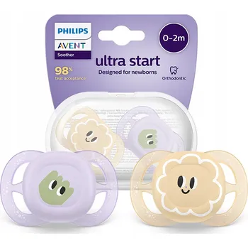 dudlíky Philips Avent Ultra Start Dudlík pro novorozence 0-2m, 2 ks, pouzdro SCF075/03