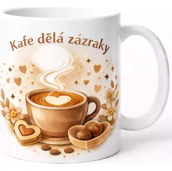Hrnek s potiskem 330 ml kafe dělá zázraky hnědý hnědý CZ