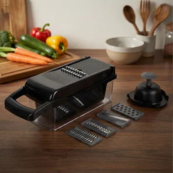 Nerezové kuchyňské struhadlo s vyměnitelnými čepelemi KONIGHOFFER JACOB ČERNÉ