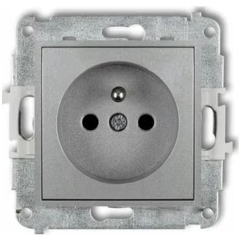 Elektrická zásuvka Gniazdo s uzemněním stříbrná metalická 7MGP-1zp Karlik Mini
