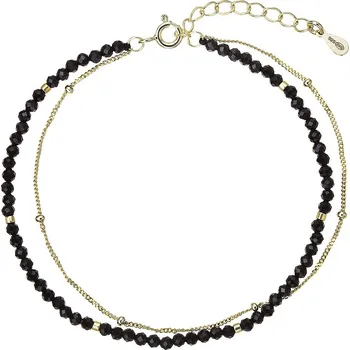 Náramek EVOLUTION GROUP CZ Pozlacený stříbrný náramek s černými spinely - 13114.3