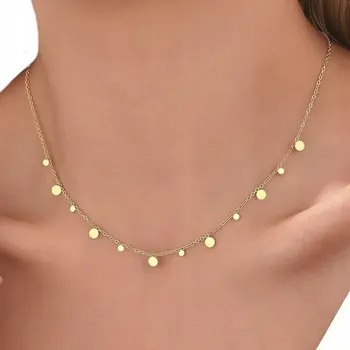 Náhrdelník POZLACENÝ NÁHRDELNÍK Z CHIRURGICKÉ OCELI - CELEBRITKA - KOLEČKA