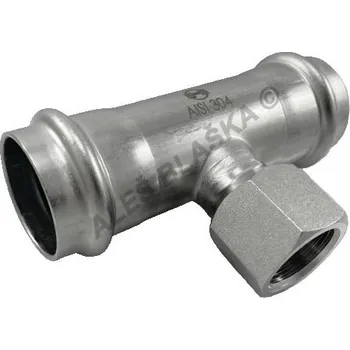 Instalatérský materiál H-LINE nerezový lisovací T-kus s vnitřním závitem FFF, INOXPRESS 304 (nerez) - 35x1/2"x35 H-LINE.XF130