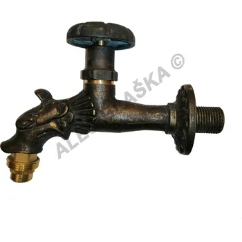 Ventil Zahradní ventil matný/temný (kohout) ozdobný (okrasný kohoutek) s připojením na hadici (drak,RETRO, dračí hlava) - matný temný 6003T