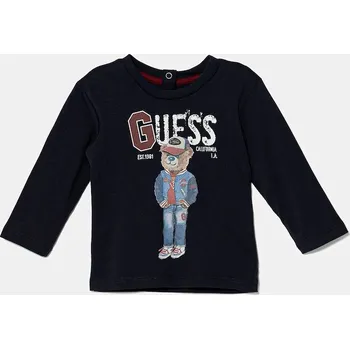 Dětská móda Dětské bavlněné tričko s dlouhým rukávem Guess I5YI04.K8HM4.9BYA námořnická modř 59X, vel. 77-88