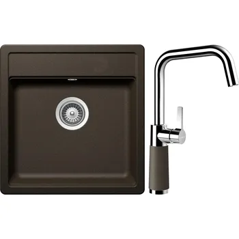 Granitový dřez Set Schock S10-8 (dřez Mono N-100S Bronze + baterie SC-530 Bronze)