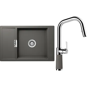 Kuchyňský dřez Set Schock S4-9 (dřez Mono D-100XS Silverstone + baterie SC-530.120 Silverstone)
