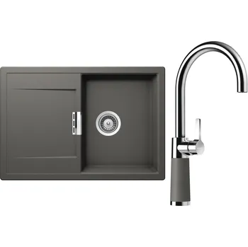 Kuchyňský dřez Set Schock S5-6 (dřez Mono D-100S Silverstone + baterie SC-520 Silverstone)