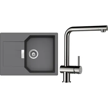 Granitový dřez Set Schock S19-5 (dřez Manhattan D-100S Croma + baterie Epos Nerezový vzhled)