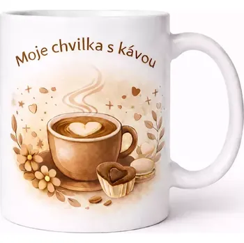 Hrnek s potiskem 330 ml chvilka s kávou hnědý hnědý CZ