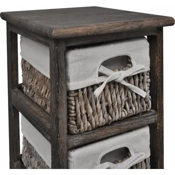 Komoda Dřevěná skříňka s 5 košíky, hnědá