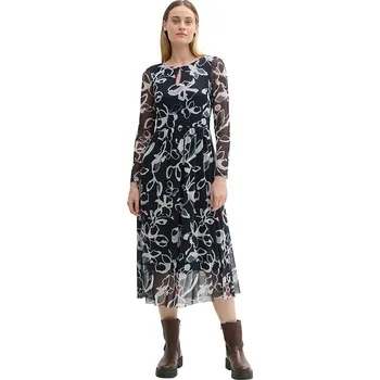 Dámské oblečení Šaty Tom Tailor Dunkelblau/ Weiß 596315 36