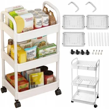 regál SKŘÍŇKA DO KUCHYNĚ KOUPELNY MOBILNÍ NA KOLEČKÁCH REGÁL 3 PATRA VÍCEÚČELOVÁ