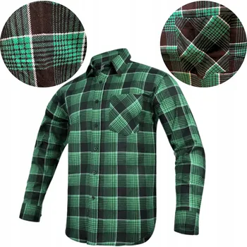 Pánská košile FLANELOVÁ pracovní košile pánská zelená s kostkovaným vzorem pro práci 100% Bavlna vel. L