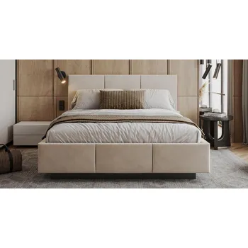 Postel Čalouněná postel AVEIRO 90x200 s kovovým zdvižným roštem KRÉMOVÁ