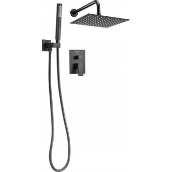 Sprchový set Sprchový set s dešťovou hlavicí 25 cm čtvercový s baterií, nástěnný, černý