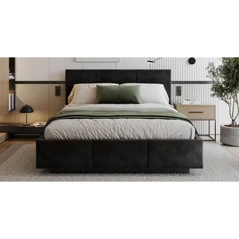 Postel Čalouněná postel AVEIRO 180x200 s kovovým zdvižným roštem PARIS ČERNÁ