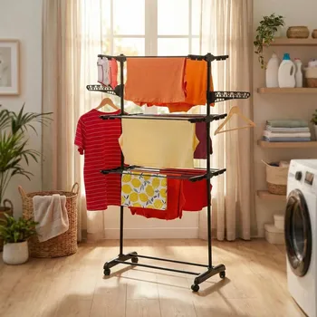 Sušák na prádlo Skládací sušák na prádlo Konighoffer 76 × 55 × 155 cm černý