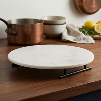 Kuchyňské prkénko Servírovací deska na občerstvení mramorová s úchyty Starke Pro 30 cm bílá