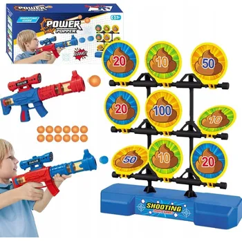 Dětská zbraň Střelecká Sada Pistole Puška Pěnové Náboje Pohyblivý Terč