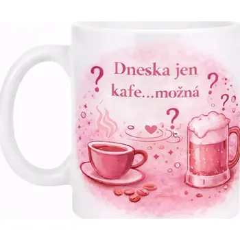 Hrnek s potiskem 330 ml možná kafe růžový růžový CZ