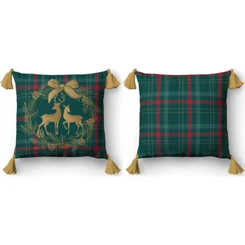 Povlečení VÁNOČNÍ POVLEČENÍ NA POLŠTÁŘ 45x45 S TŘÁSNĚMI ZIMNÍ KOSTKA 5380A