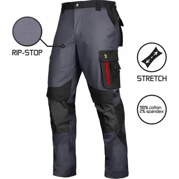 montérky Pracovní kalhoty do pasu BOZP ULTRATECH RIP-STOP STRETCH ŠEDÉ Velikost 46