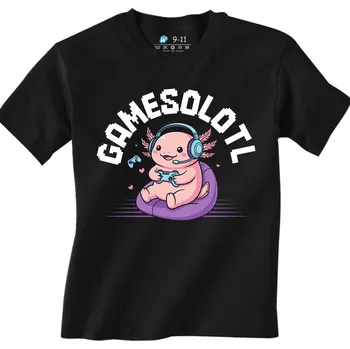Chlapecké tričko Dětské tričko Gamer Axolotl Gamesolotl (Velikost: 5-6, Barva: Černá)
