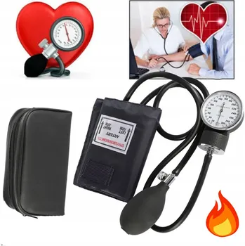 Tlakoměr HODINKOVÝ TLAKOMĚR NA PAŽI S MANŽETOU, STETOSKOP A PŘENOSNÝ KUFŘÍK