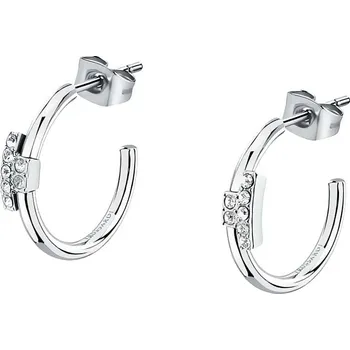 Šperk Ocelové kruhové náušnice se zirkony T-Logo TJAXC86 Trussardi