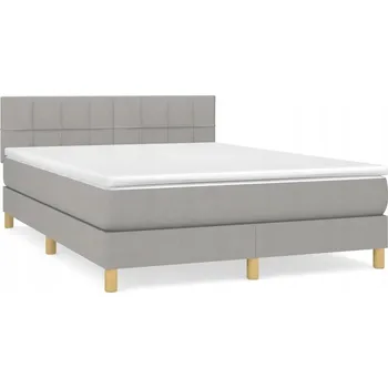 Postel Kontinentální postel světle šedá 193 x 144 x 78/88 cm s matrací 140 x 190 x