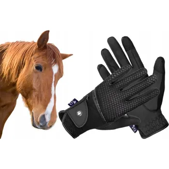 Jezdecké rukavice Jezdecké rukavice EQUESTRIAN QUEEN Savaii prodyšné černé L