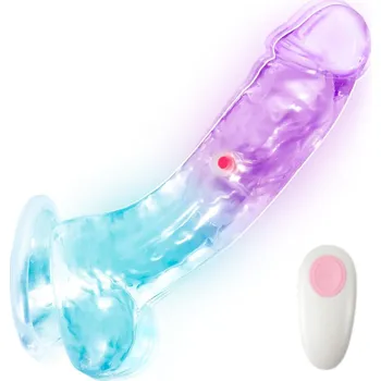 Dildo SuperLove LED Vibrating Dildo with Balls & Remote Small