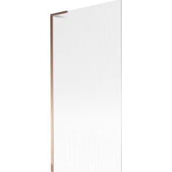 Vanová zástěna Mexen Next L, 1-křídlová vanová zástěna 90 x 150 cm, 6mm sklo s žebrovým vzorem, růžové zlato profil, 895-090-000-03-09-60