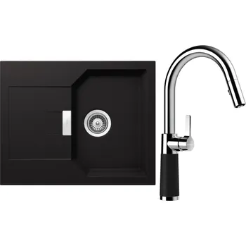 Kuchyňský dřez Set Schock S18-9 (dřez Manhattan D-100XS Nero + baterie SC-520.120 Nero)