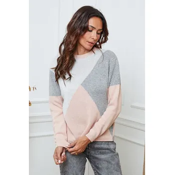 Dámský svetr So Cachemire Rosa/ Grau/ Weiß 8074757 XL