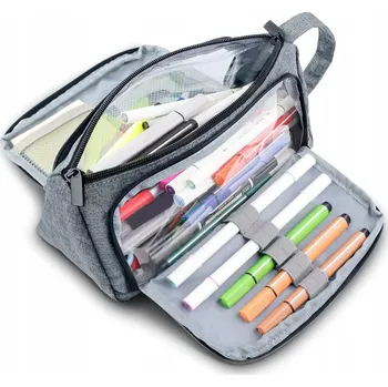 Kosmetická taška HOOMIL ŠEDÝ PENÁL POUZDRO ŠEDÁ KOSMETICKÁ TAŠTIČKA TAŠKA NA PŘÍSLUŠENSTVÍ