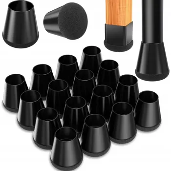 Obraz 24x OCHRANIACZE DO PODŁÓG CHRÁNIČE NA NOHY ŽIDLÍ MALÉ 15-20 MM SILIKONOVÉ S FILCEM