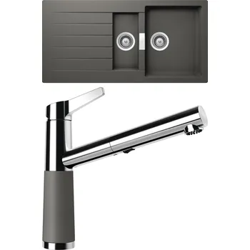 Kuchyňský dřez Set Schock S3-5 (dřez Signus D-150 Silverstone + baterie SC-510.120 Silverstone)