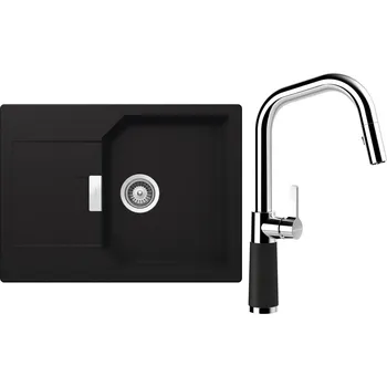 Kuchyňský dřez Set Schock S19-11 (dřez Manhattan D-100S Onyx + baterie SC-530.120 Onyx)