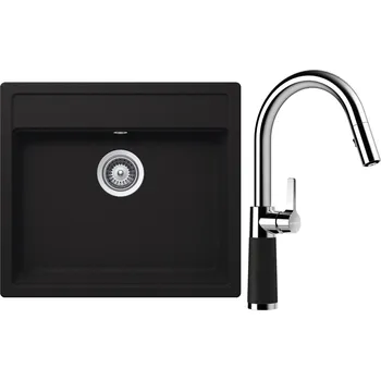 Granitový dřez Set Schock S24-9 (dřez Nemo N-100 Onyx + baterie SC-520.120 Onyx)