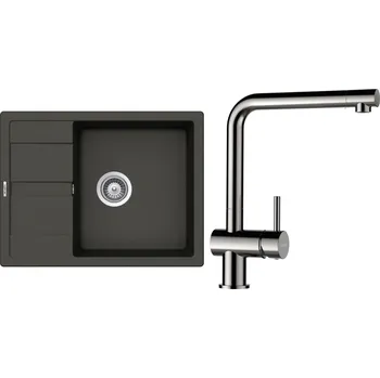 Granitový dřez Set Schock S20-5 (dřez Manhattan D-100 Asphalt + baterie Epos Nerezový vzhled)