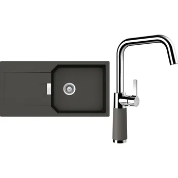 Kuchyňský dřez Set Schock S21-10 (dřez Manhattan D-100L Asphalt + baterie SC-530 Asphalt)