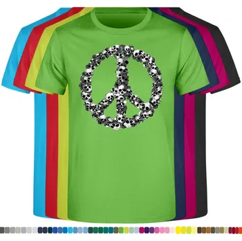 Pánské tričko panske-levne-bavlnene-tricko-digi-potisk-hipie-lebky Barva: Lime - limetková, velikost: 5XL