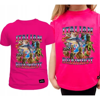 Dětské tričko fuchsiové barvy pro dívku Italian Brain Rot velikost 134