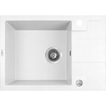 Granitový dřez Jednokomorový granitový dřez Laveo BARBADOS, bílý