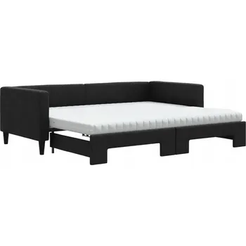 Obývací pokoj VidaXL Rozkládací pohovka s matracemi, černá, 90x190 cm, látka