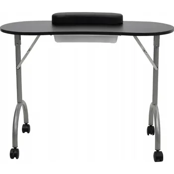 Konferenční stolek Skládací stolek na manikúru černý s kolečky