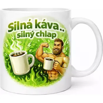 Hrnek s potiskem 330 ml silná káva zelený zelený CZ