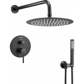 Sprchový set Sprchový set Rain 20 cm kulatý s nástěnnou baterií, matně černá